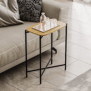 Petite table bois rectangulaire - structure métal noir JENA